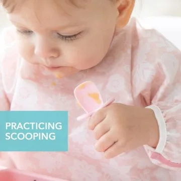 Bumkins Baby Utensil Set - Silicone Spoons for Self-Feeding