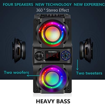 Portable 40W Bluetooth Speaker with FM Radio and LED Lights