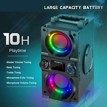 Portable 40W Bluetooth Speaker with FM Radio and LED Lights