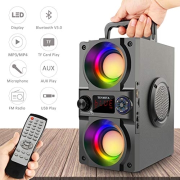 Portable 40W Bluetooth Speaker with FM Radio and LED Lights