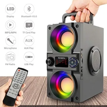 Portable 40W Bluetooth Speaker with FM Radio and LED Lights
