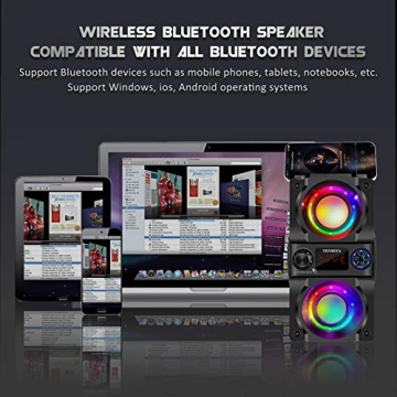 Portable 40W Bluetooth Speaker with FM Radio and LED Lights