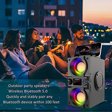 Portable 40W Bluetooth Speaker with FM Radio and LED Lights