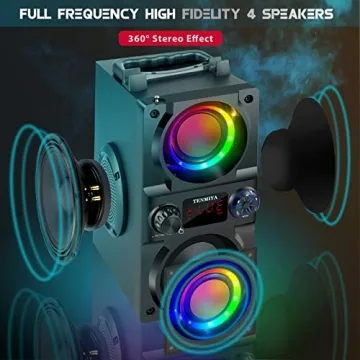 Portable 40W Bluetooth Speaker with FM Radio and LED Lights