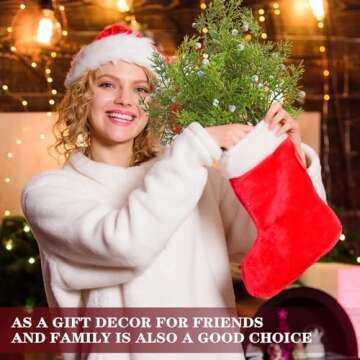 Lyrow 24 Pcs Christmas Artificial Juniper Cedar Branches Picks Spray with Berry Faux Greenery Spray Branches Cedar Twig Stems for Holiday Winter Ornament Crafts Wreath Garland (Natural Style)