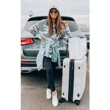 ECOWISH Women Side Split Sweatshirt: Fall Crewneck Long Sleeve Oversized Camo Shirts Casual Camouflage Print Pullover Tops