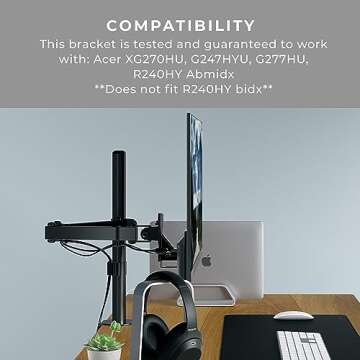 HumanCentric VESA Mount Adapter for Acer Monitor XG270HU, G247HYU, G277HU, R240HY Abmidx (Does not f...