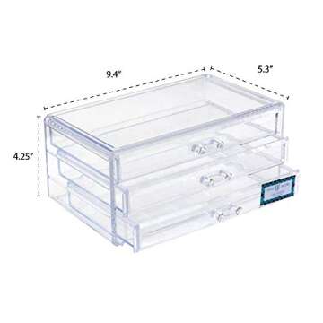 Stylish Isaac Jacobs Acrylic 3-Drawer Jewelry Organizer