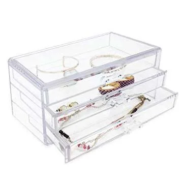 Stylish Isaac Jacobs Acrylic 3-Drawer Jewelry Organizer