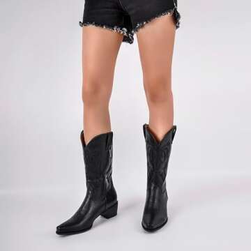 Stylish LISHAN Women's Western Cowboy Cowgirl Boots