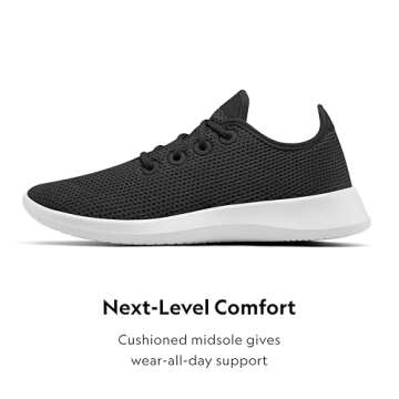 Allbirds Women’s Tree Runners Everyday Sneakers, Machine Washable Shoe Made with Natural Materials - Jet Black (White Sole) - 8 Medium