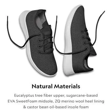 Allbirds Women’s Tree Runners Everyday Sneakers, Machine Washable Shoe Made with Natural Materials - Jet Black (White Sole) - 8 Medium