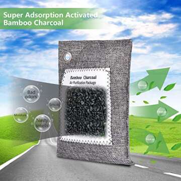 Viiriu 3 Pack Natural Bamboo Charcoal Air Purifying Bag, Durable Activated Charcoal Bags Odor Absorber, Long Lasting Moisture Absorber Bamboo Charcoal Bags for Home, Pet, Closet, Car, Bathroom(3x200g)