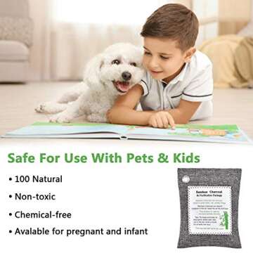 Viiriu 3 Pack Natural Bamboo Charcoal Air Purifying Bag, Durable Activated Charcoal Bags Odor Absorber, Long Lasting Moisture Absorber Bamboo Charcoal Bags for Home, Pet, Closet, Car, Bathroom(3x200g)