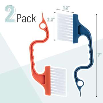 Slick- Window Track Cleaning Brush, 2 Pack, Window Cleaning Brush Tool, Window Groove Cleaning Brush...