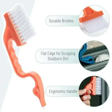 Slick- Window Track Cleaning Brush, 2 Pack, Window Cleaning Brush Tool, Window Groove Cleaning Brush, Window Track Cleaner, Gap Cleaning Brush, Window Groove Cleaning Tool, Navy Blue/Orange