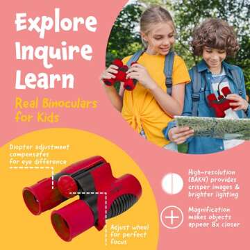 Think Peak Binoculars for Kids - 8x21 Educational Fun