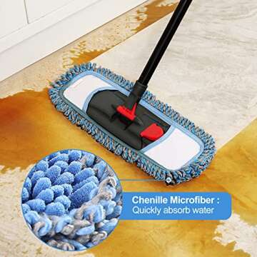 CLEANHOME Microfiber Mop with 4 Washable Pads for All Floors