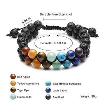 Top Plaza 7 Chakra Essential Oil Diffuser Bracelet