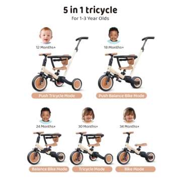 newyoo Toddler Tricycle with Push Handle for 1-3 Year Old, Toddler Bike, Birthday Toy for Boys and G...