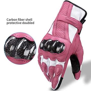 Stylish INBIKE Leather Motorcycle Gloves for Women - Pink Touch Screen
