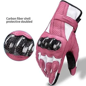 Stylish INBIKE Leather Motorcycle Gloves for Women - Pink Touch Screen