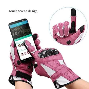 Stylish INBIKE Leather Motorcycle Gloves for Women - Pink Touch Screen