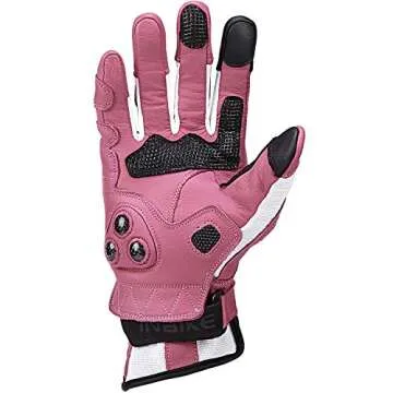 Stylish INBIKE Leather Motorcycle Gloves for Women - Pink Touch Screen