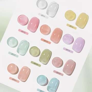 OPUIU 10 Pcs Pastel Jelly Gel Nail Polish Set Pink Icy Transparent Nude Gel Polish Kit Summer Translucent Sheer Nail Gel Polish Kit UV LED Soak Off Icy Home DIY