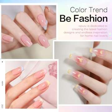 OPUIU 10 Pcs Pastel Jelly Gel Nail Polish Set Pink Icy Transparent Nude Gel Polish Kit Summer Translucent Sheer Nail Gel Polish Kit UV LED Soak Off Icy Home DIY