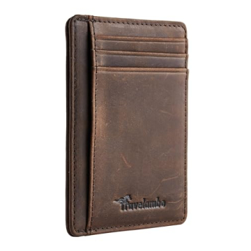Travelambo Slim Wallet Front Pocket Minimalist Leather RFID Blocking Medium Size
