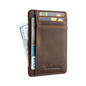 Travelambo Slim Wallet Front Pocket Minimalist Leather RFID Blocking Medium Size