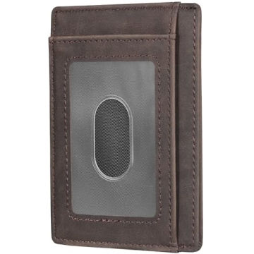 Travelambo Slim Wallet Front Pocket Minimalist Leather RFID Blocking Medium Size