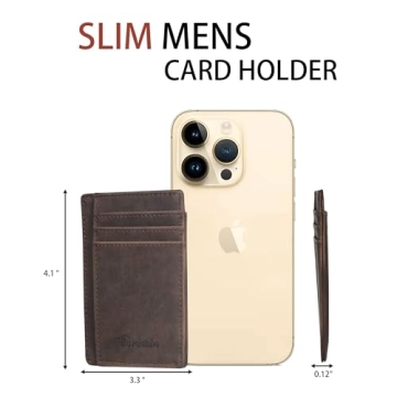 Travelambo Slim Wallet Front Pocket Minimalist Leather RFID Blocking Medium Size