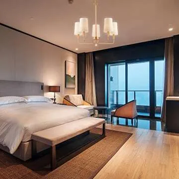 Homebelife Muted Gold Chandelier with Fabric Shades