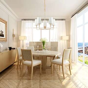 Homebelife Muted Gold Chandelier with Fabric Shades