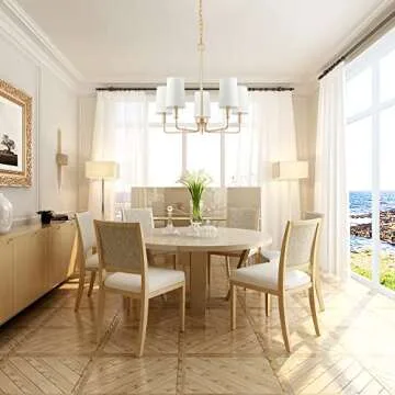 Homebelife Muted Gold Chandelier with Fabric Shades