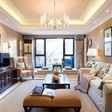 Homebelife Muted Gold Chandelier with Fabric Shades