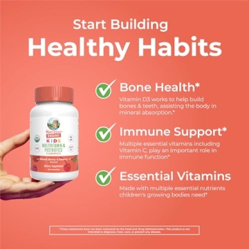Kids Vitamins by MaryRuth's | USDA Organic | Kids Multivitamin Gummies + Postbiotics for Ages 4+ | Multivitamin for Kids with Lactobacillus Rhamnosus | Vitamins for Kids | Vegan | Non-GMO | 60 Count