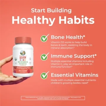 Kids Vitamins by MaryRuth's | USDA Organic | Kids Multivitamin Gummies + Postbiotics for Ages 4+ | Multivitamin for Kids with Lactobacillus Rhamnosus | Vitamins for Kids | Vegan | Non-GMO | 60 Count