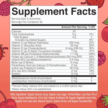 Kids Vitamins by MaryRuth's | USDA Organic | Kids Multivitamin Gummies + Postbiotics for Ages 4+ | Multivitamin for Kids with Lactobacillus Rhamnosus | Vitamins for Kids | Vegan | Non-GMO | 60 Count