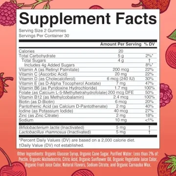 Kids Vitamins by MaryRuth's | USDA Organic | Kids Multivitamin Gummies + Postbiotics for Ages 4+ | Multivitamin for Kids with Lactobacillus Rhamnosus | Vitamins for Kids | Vegan | Non-GMO | 60 Count