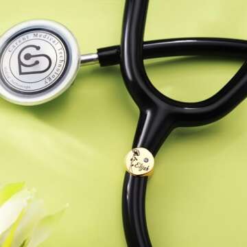 Stethoscope Name Tag Personalized for Nurse, Handmade Stethoscope Charms ID Tag, Custom Made Nursing...