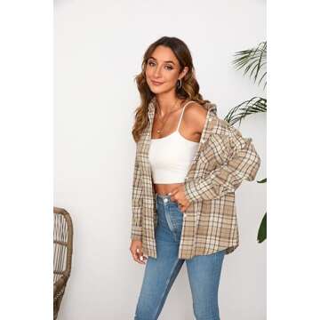 Comfortable Plus Size Ladies Plaid Flannel Button Down Shirt