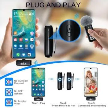 OSA Lavalier Microphone for Phone with Charging Case and Transmitter Digital Display - Set of 2, for Type C Phone, Recording, Professional Video Recording, Lapel Mic (USB Type C)