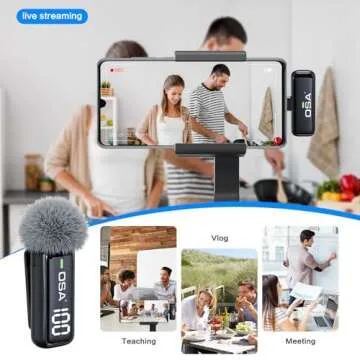 OSA Lavalier Microphone for Phone with Charging Case and Transmitter Digital Display - Set of 2, for Type C Phone, Recording, Professional Video Recording, Lapel Mic (USB Type C)