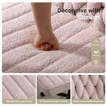 HForesty Criss Cross Legged Office Desk Chair with Wheels, Modern Armless Desk Chair with Wide Seat, Home Office Chair for Work, Meditation, Vanity, Pink