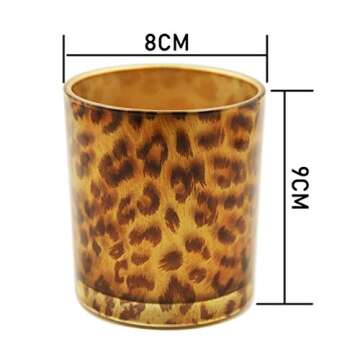 OSALADI Glass Candle Holder Tealight Stand Cup Fragrance Warmer Leopard Print Candlestick Holder Desktop Centerpiece for Home Wedding Decor