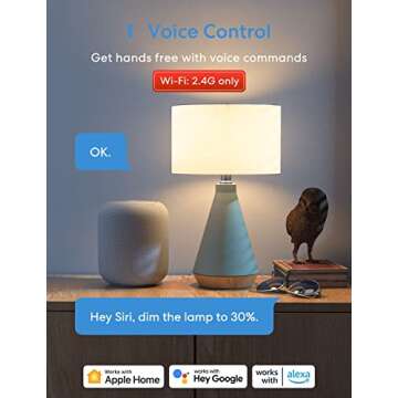 Meross Smart Light Bulb, Dimmable WiFi LED Bulb Compatible with Apple HomeKit, Siri, Alexa, Google H...