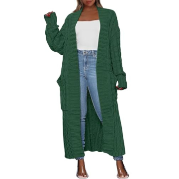 ANRABESS Women’s Long Cardigan Sweater 2024 Oversized Coat Long Sleeve Open Front Knit Maxi Outwea...